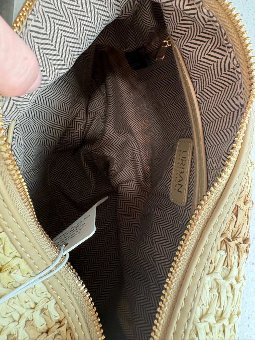 NWT Urban Expressions Woven Neutral Stripe Hobo Shoulder Bag - Picture 8 of 11